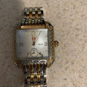 Michelle Milou toned, gold and sliver, diamond watch.